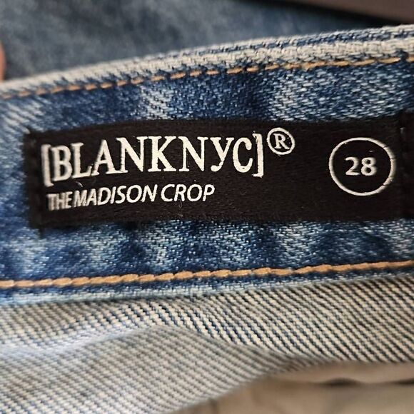 BLANK NYC The Madison Crop Distressed Destroyed Jeans Good Vibrations 28 - Picture 5 of 11
